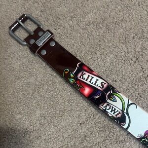 Ed Hardy Multicolor Graphic Belt